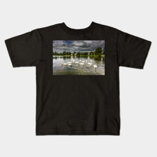 Mute Swans on Carlingwark Loch Photograph Castle Douglas Dumfries and Galloway Kids T-Shirt